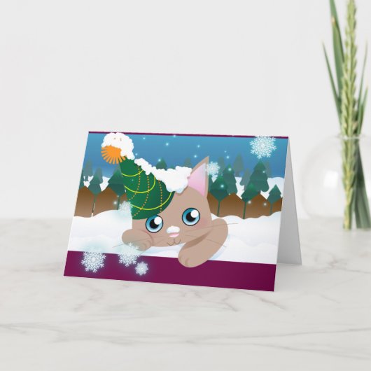 Cartes Pour Fêtes Annuelles Kitty dans la neige (Devant)