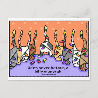Cartes Pour Fêtes Annuelles Kitty Menorah, Joyeuses Fêtes !