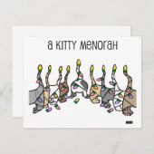 Cartes Pour Fêtes Annuelles Kitty Menorah pour Hanoukka Cats (Devant / Derrière)