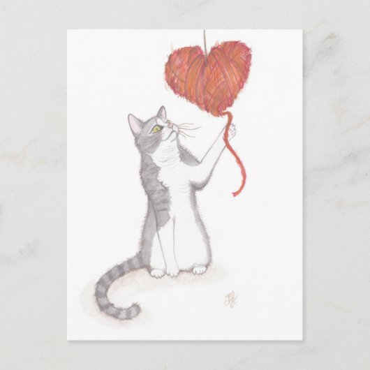 Cartes Pour Fêtes Annuelles Kitty & Yarn Heart Valentine (Devant)