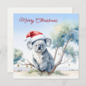 Cartes Pour Fêtes Annuelles Koala assise dans un gommier Joyeux Noël (Devant / Derrière)