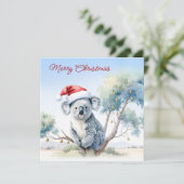 Cartes Pour Fêtes Annuelles Koala assise dans un gommier Joyeux Noël (Debout devant)