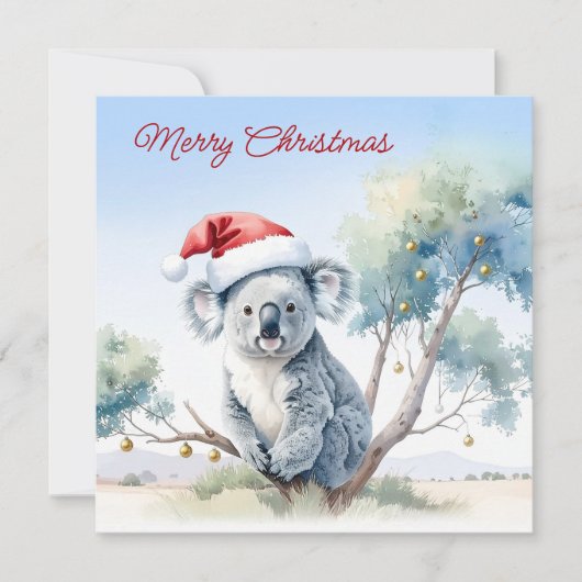 Cartes Pour Fêtes Annuelles Koala assise dans un gommier Joyeux Noël (Devant)