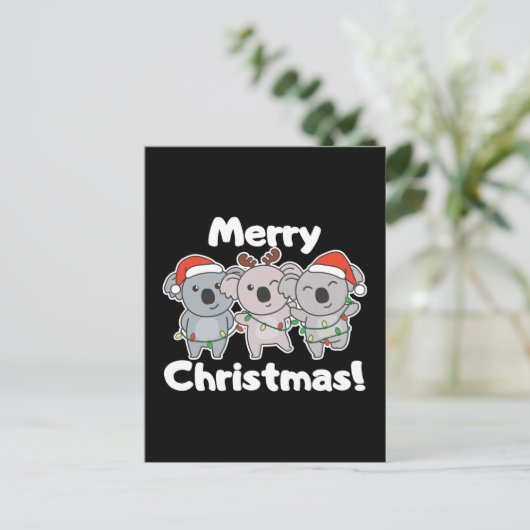 Cartes Pour Fêtes Annuelles Koala Christmas Animaux Koalas Joyeux Noël (Debout devant)