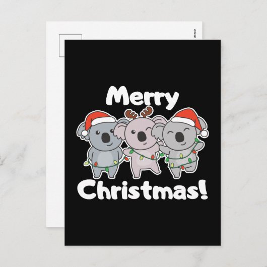 Cartes Pour Fêtes Annuelles Koala Christmas Animaux Koalas Joyeux Noël (Devant / Derrière)
