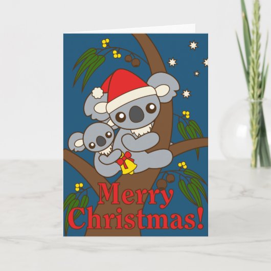 Cartes Pour Fêtes Annuelles Koala de Noël (Devant)