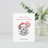Cartes Pour Fêtes Annuelles Koala de Noël faisant une sieste (Debout devant)
