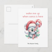 Cartes Pour Fêtes Annuelles Koala de Noël faisant une sieste (Devant / Derrière)