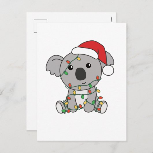 Cartes Pour Fêtes Annuelles Koala Noël Animaux d'hiver Koalas (Devant / Derrière)