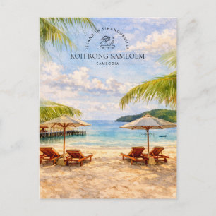 Cartes Pour Fêtes Annuelles Koh Rong Samloem Cambodge, Aquarelle Amoureux de l