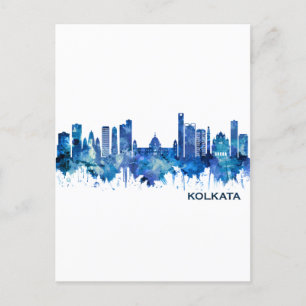 Cartes Pour Fêtes Annuelles Kolkata West Bengale Skyline Blue