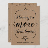 Cartes Pour Fêtes Annuelles Kraft Papier mignon Coeur drôle Bacon Valentines J (Devant / Derrière)