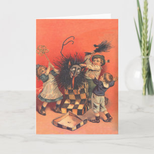 Cartes Pour Fêtes Annuelles Krampus dans une boîte surprise
