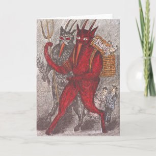 Cartes Pour Fêtes Annuelles Krampus emmenant un enfant