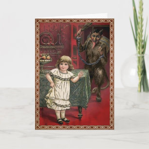 Cartes Pour Fêtes Annuelles Krampus et enfant vintage