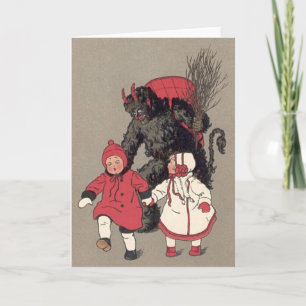 Cartes Pour Fêtes Annuelles Krampus poursuivant des enfants Interrupteur
