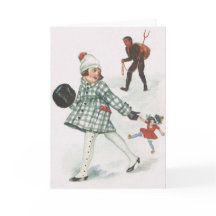 Krampus poursuivant une petite fille avec une poup