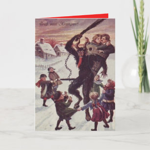 Cartes Pour Fêtes Annuelles Krampus punissant la neige d'enfants