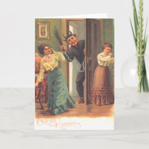 Cartes Pour Fêtes Annuelles Krampus Punissant les Femmes