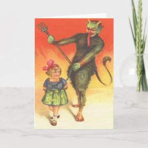 Cartes Pour Fêtes Annuelles Krampus Punissant un Enfant