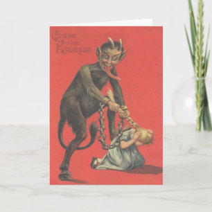 Cartes Pour Fêtes Annuelles Krampus punissant une fille