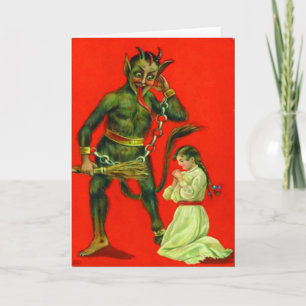 Cartes Pour Fêtes Annuelles Krampus Punissant Une Mauvaise Fille
