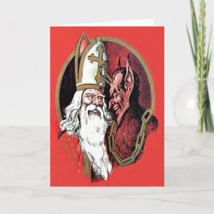 Cartes Pour Fêtes Annuelles Krampus Saint Nicolas rouge