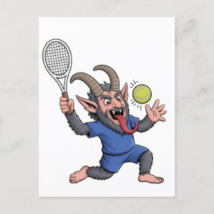Cartes Pour Fêtes Annuelles Krampus sinistre jouant au tennis Noël