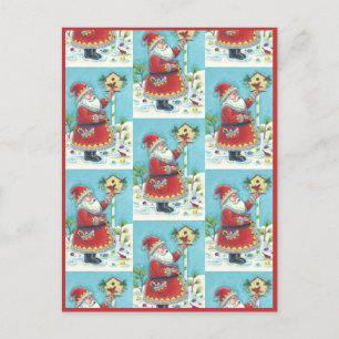 CARTES POUR FÊTES ANNUELLES KRIS KRINGLE ALIMENTER LES OISEAUX REDBIRÉS, NOËL 