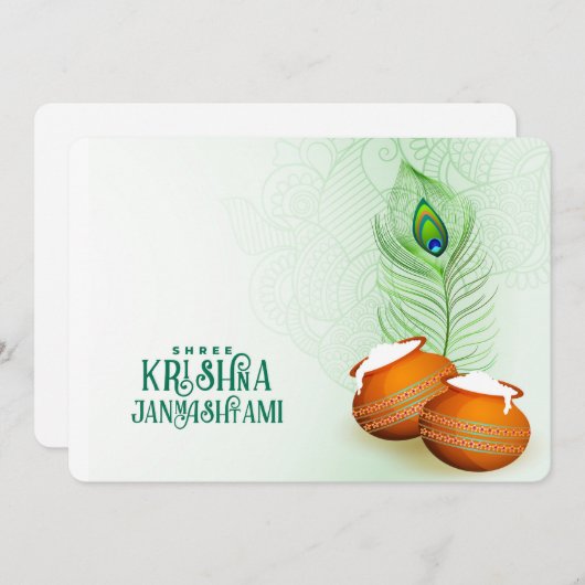Cartes Pour Fêtes Annuelles Krishna Janmashtami (Devant / Derrière)