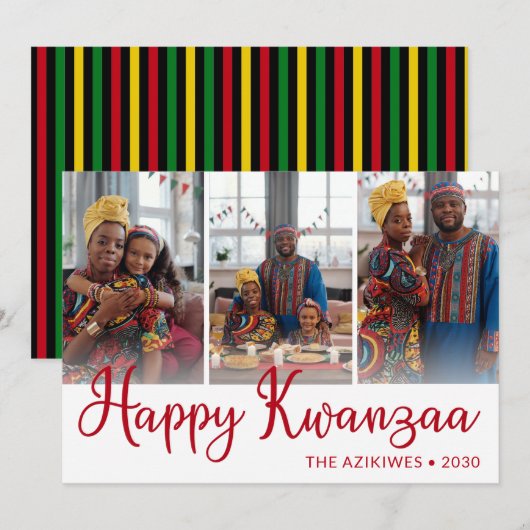 Cartes Pour Fêtes Annuelles Kwanzaa 3 Photo (Devant / Derrière)