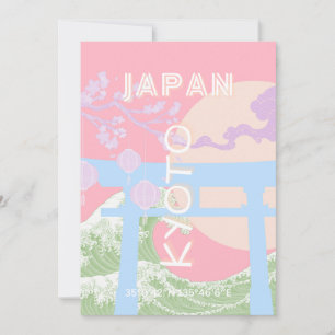 Cartes Pour Fêtes Annuelles Kyoto Japan Travel Art, Pink Pastel Travel Art
