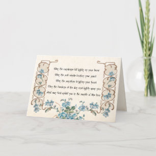 Cartes Pour Fêtes Annuelles La bénédiction irlandaise avec une frontière flora