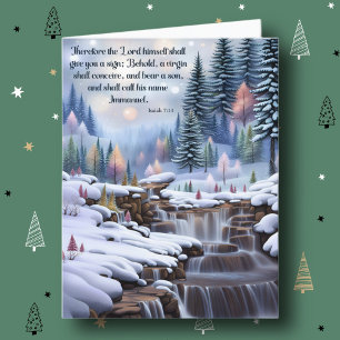 Cartes Pour Fêtes Annuelles La Bible Emmanuel Verse Bois d'hiver Cascades
