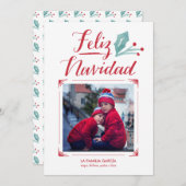 Cartes Pour Fêtes Annuelles La Caligrafía | Feliz Navidad d'Acuarela y (Devant / Derrière)