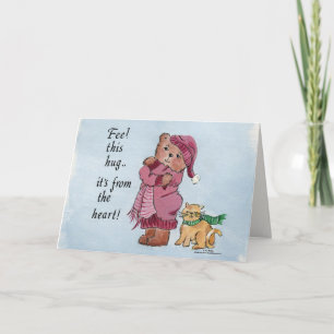 Cartes Pour Fêtes Annuelles La caricature de l'ours donne un câlin du coeur
