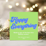 Cartes Pour Fêtes Annuelles La chaux vive rétro et le bonheur bleu<br><div class="desc">Salutation de vacances pour toutes les vacances d'hiver avec l'expression - heureux tout - avec une typographie de style rétro super dans une forte nostalgie des années 80 et 90 palette de couleurs chartreuse citron vert,  bleu vif,  et rose,  personnalisées avec votre salutation et votre nom.</div>