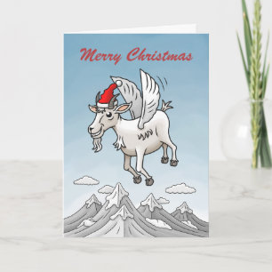 Cartes Pour Fêtes Annuelles La chèvre de Noël volante