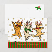 Cartes Pour Fêtes Annuelles La danse de Noël Golden Retrivers (Devant / Derrière)
