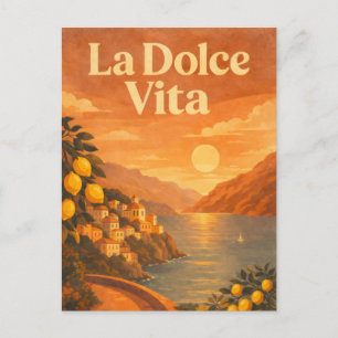 Cartes Pour Fêtes Annuelles La Dolce Vita – Affiche de voyage rétro de la côte