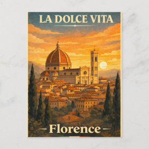 Cartes Pour Fêtes Annuelles La Dolce Vita - Affiche de voyage vintage de Flore