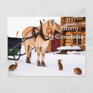 Cartes Pour Fêtes Annuelles La ferme de Noël idyllique parler d'animaux amis