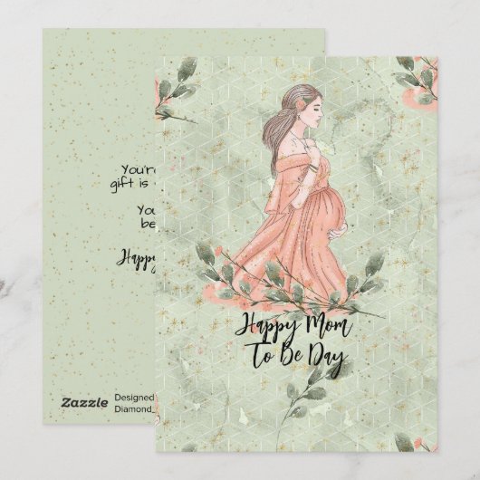 Cartes Pour Fêtes Annuelles La fête des mères Future maman verte (Devant / Derrière)
