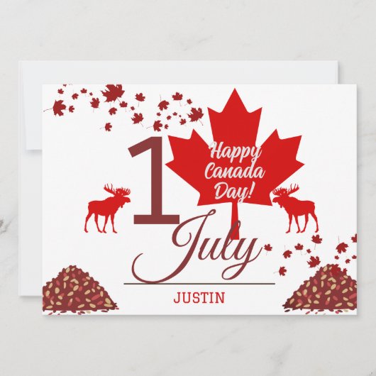 Cartes Pour Fêtes Annuelles La Feuille d'érable du Canada, Joyeuse fête du Can (Devant)