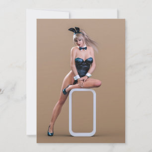 Cartes Pour Fêtes Annuelles La fille lapin de Pâques assise sur un cube rond