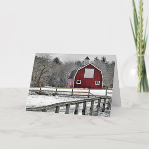 Cartes Pour Fêtes Annuelles La grange rouge en hiver