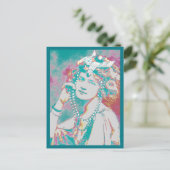 Cartes Pour Fêtes Annuelles La joyeuse conception d'époque de belle de veuve (Debout devant)