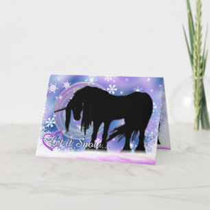 Cartes Pour Fêtes Annuelles La licorne noire mystique (Qu'Elle Neige)