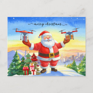 Cartes Pour Fêtes Annuelles La livraison par drone du Père Noël à Noël