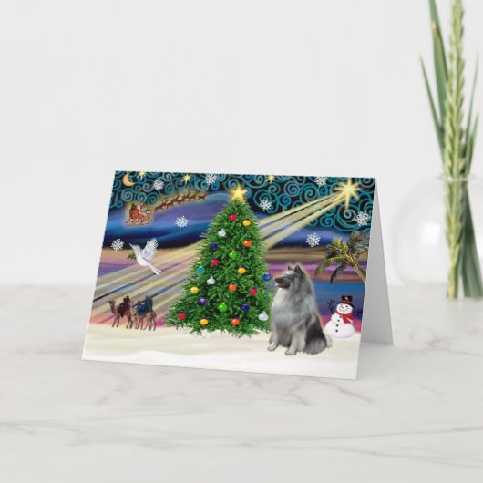 Cartes Pour Fêtes Annuelles La Magie de Noël Keeshond (Devant)